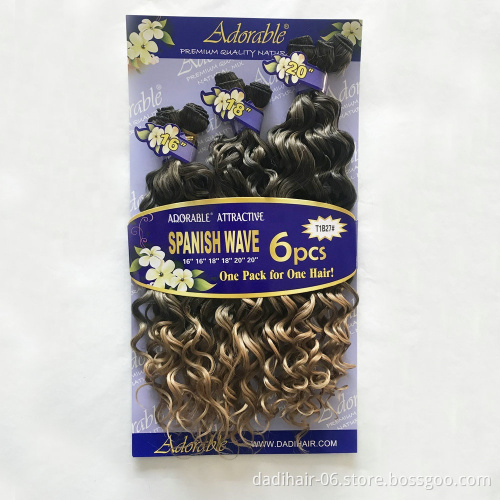 Adorable synthetic hair weaves Spanish Wave 6 Bundles/lot 16"-20" Unprocessed Brazilian Bouncy Curly Hair extensions dropship